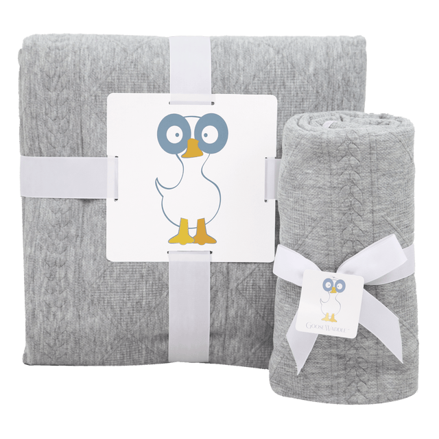 Mommy & Me Knit Blanket Set - Gray - HoneyBug 