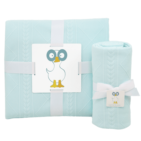 Mommy & Me Knit Blanket Set - Mint - HoneyBug 