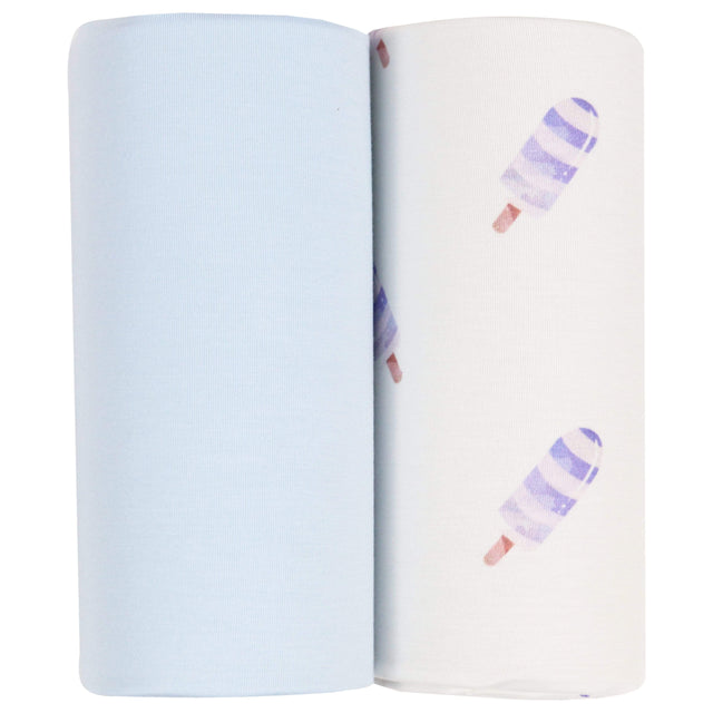 Blue Popsicle and Blue 2 Pack Swaddle Blanket - HoneyBug 