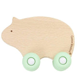 Mint Bear Silicone + Wood Teether with Wheels - HoneyBug 