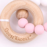 Wooden and Silicone Teether - Pink - HoneyBug 