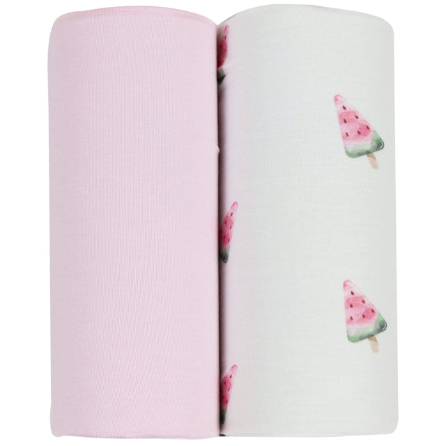 Watermelon Popsicle and Pink 2 PK Swaddle Blanket - HoneyBug 