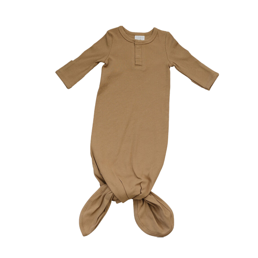 Cafe Organic Cotton Ribbed Knot Gown - HoneyBug 