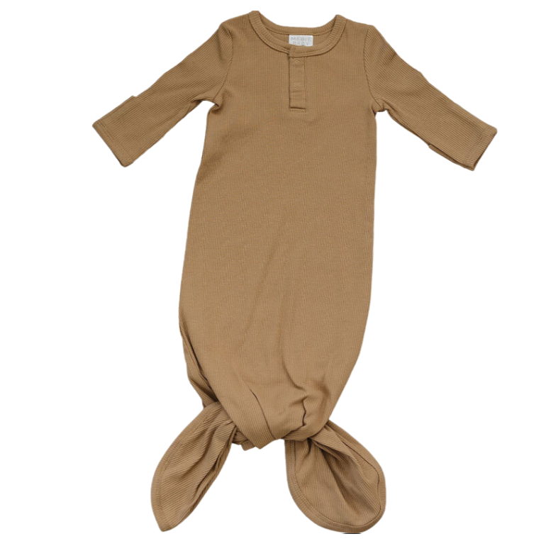Cafe Organic Cotton Ribbed Knot Gown - HoneyBug 