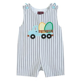 Gray Striped Easter Egg Truck Shortalls