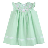 Green Seersucker Easter Bunny Smocked Bishop Dress