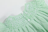 Green Seersucker Easter Bunny Smocked Bishop Dress