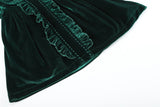 Green Velvet Ruffle Dress
