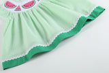 Green & White Stripe Watermelon Smocked Angel-Sleeve Dress & Bloomers