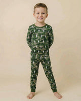 Bamboo Two Piece Set | Green Camo Bolts