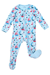 Soft & Stretchy Zipper Footie - Seagulls - HoneyBug 