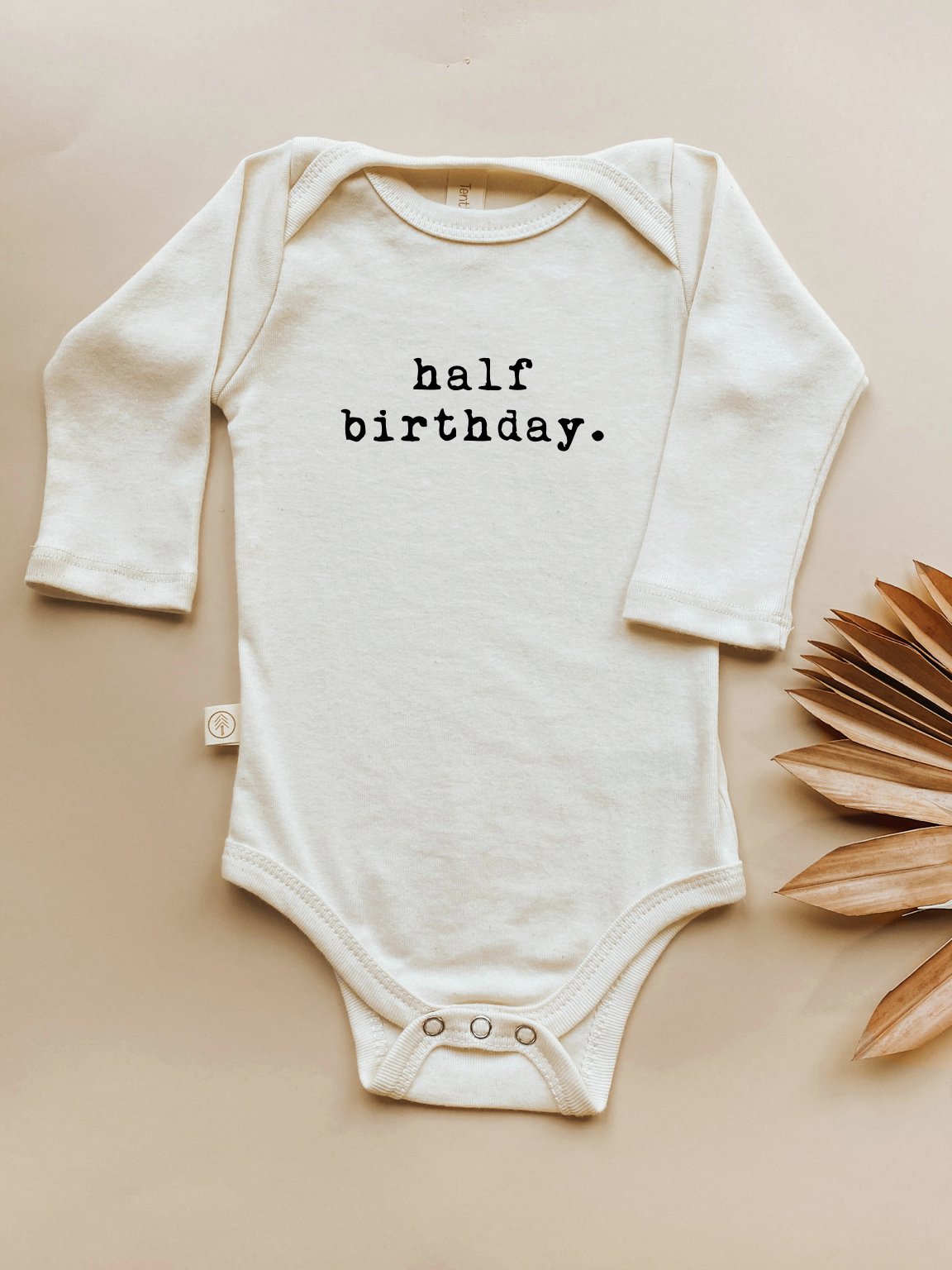 Half Birthday Organic Cotton Baby Bodysuit Long Sleeve - HoneyBug 