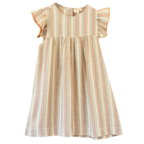 Girls’ Flutter Sleeve Dress | Mint Green Stripe - HoneyBug 