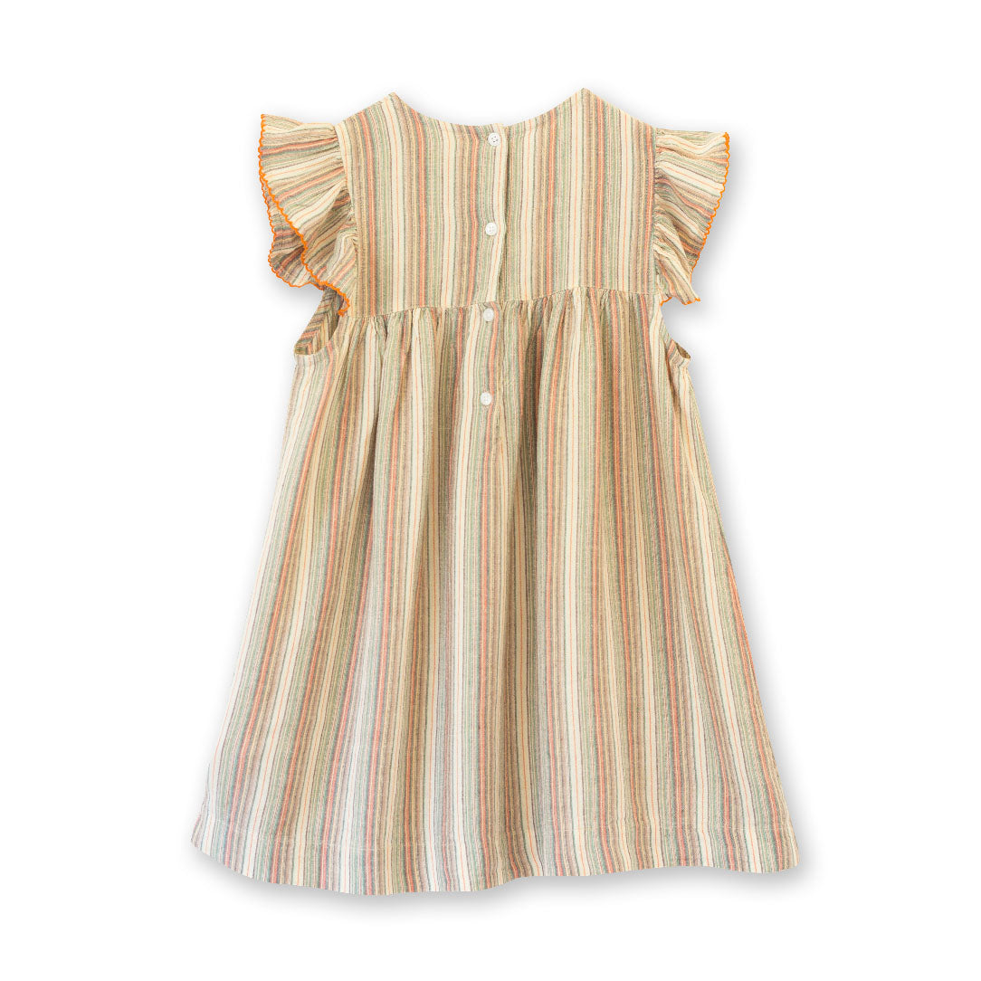 Girls’ Flutter Sleeve Dress | Mint Green Stripe - HoneyBug 