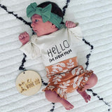 Hello I'm New Here Organic Cotton Baby Bodysuit Long Sleeve - HoneyBug 