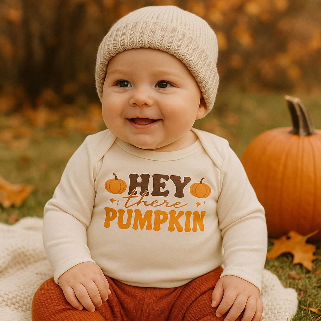 graphic bodysuit | hey there pumpkin (long sleeve) - HoneyBug 