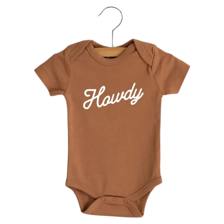 Howdy Organic Baby Bodysuit - Camel - HoneyBug 