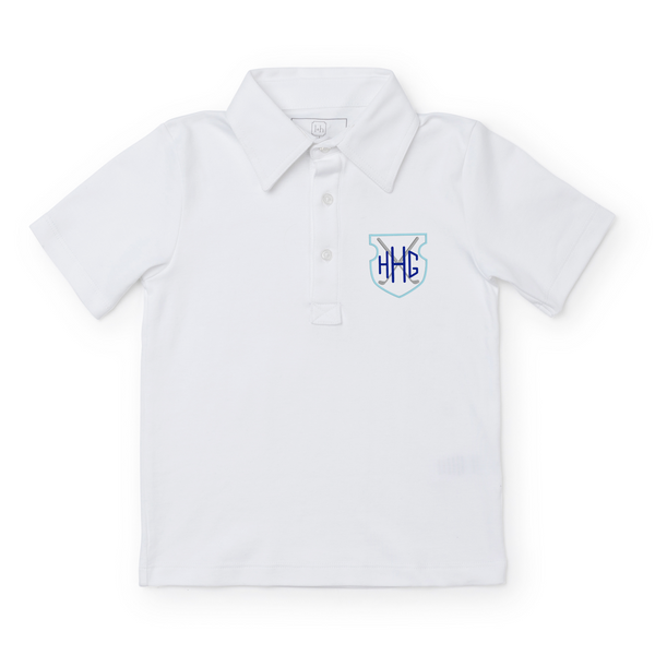 Griffin Boys' Pima Cotton Polo Golf Shirt - White - HoneyBug 