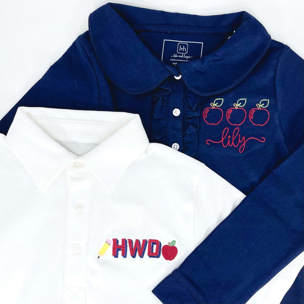 Griffin Boys' Pima Cotton Polo Golf Shirt - Navy - HoneyBug 