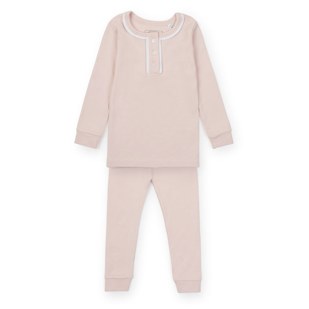 Alden Girls' Pima Cotton Pajama Pant Set - Light Pink - HoneyBug 
