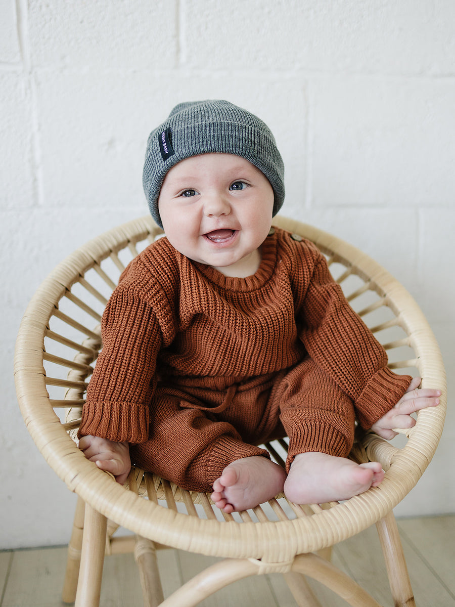 Dark Grey Mebie Baby Beanie - HoneyBug 