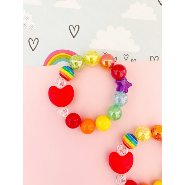Rainbow Red Heart Bracelet - Personalized - HoneyBug 