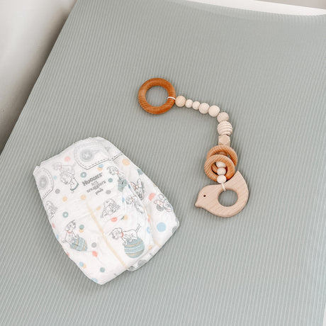 Seafoam Ribbed Changing Pad Cover