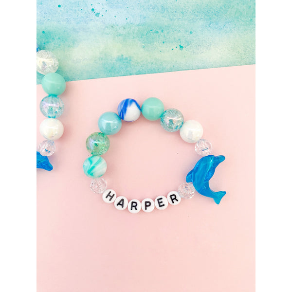 Blue Dolphin Bracelet - Customizable - HoneyBug 