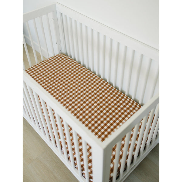 Gingham Muslin Crib Sheet - HoneyBug 
