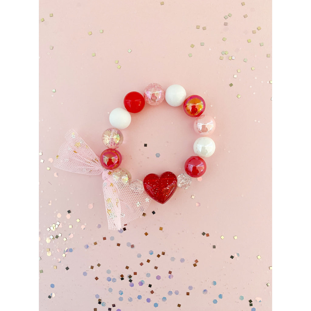 Red Glitter Heart Bracelet - HoneyBug 