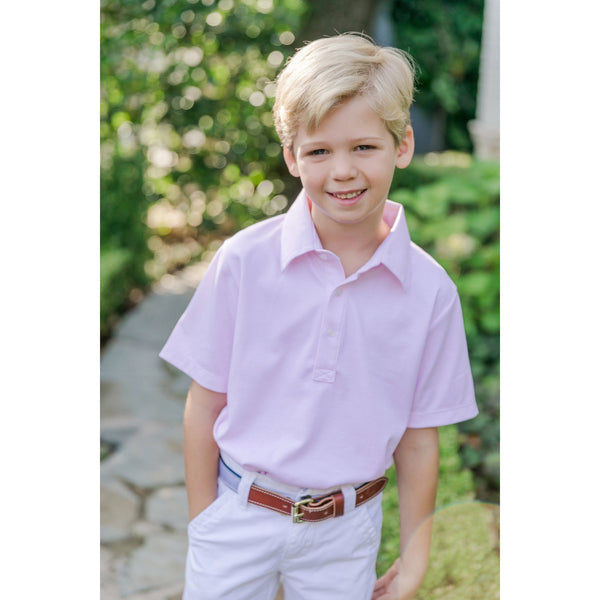 Griffin Boys' Pima Cotton Polo Golf Shirt - Pink Stripes - HoneyBug 