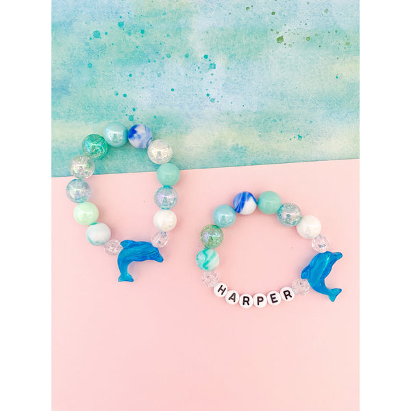 Blue Dolphin Bracelet - Customizable - HoneyBug 