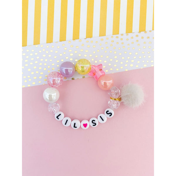 Big Sis OR Lil Sis Pom Pom Charm Bracelet - HoneyBug 