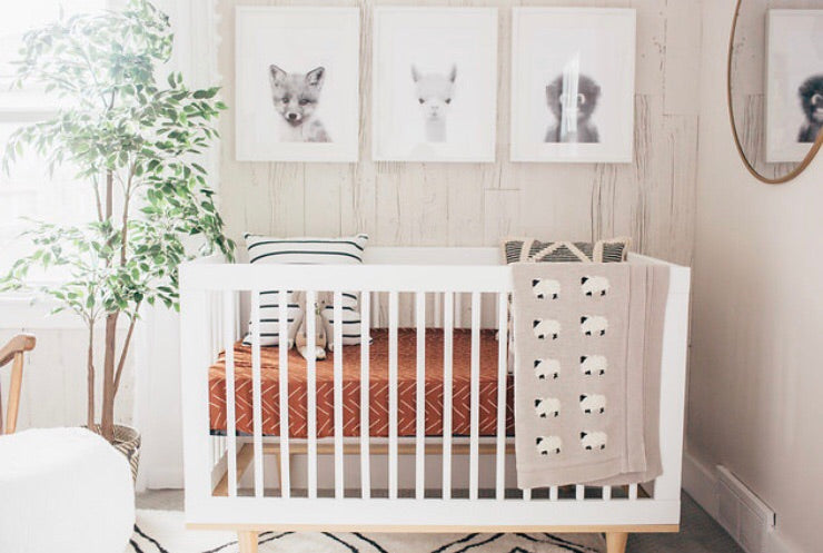 Rust Mudcloth Muslin Crib Sheet - HoneyBug 