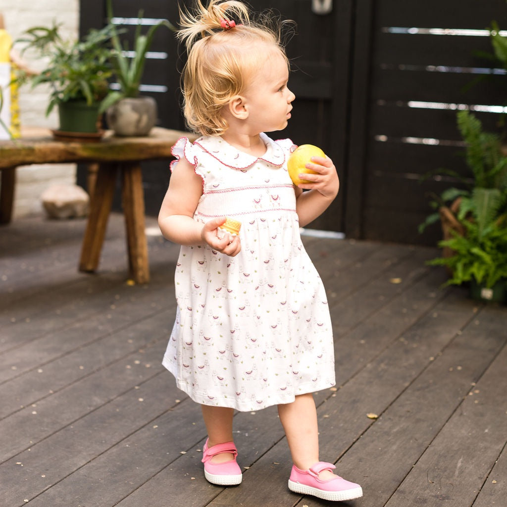 Alex the Alpaca Smocked Dress - HoneyBug 