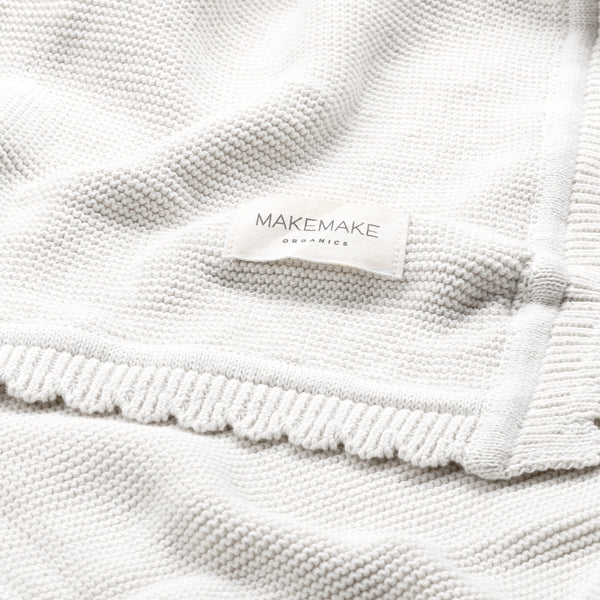 Organic Cotton Scalloped Baby Blanket - Ella Ivory - HoneyBug 