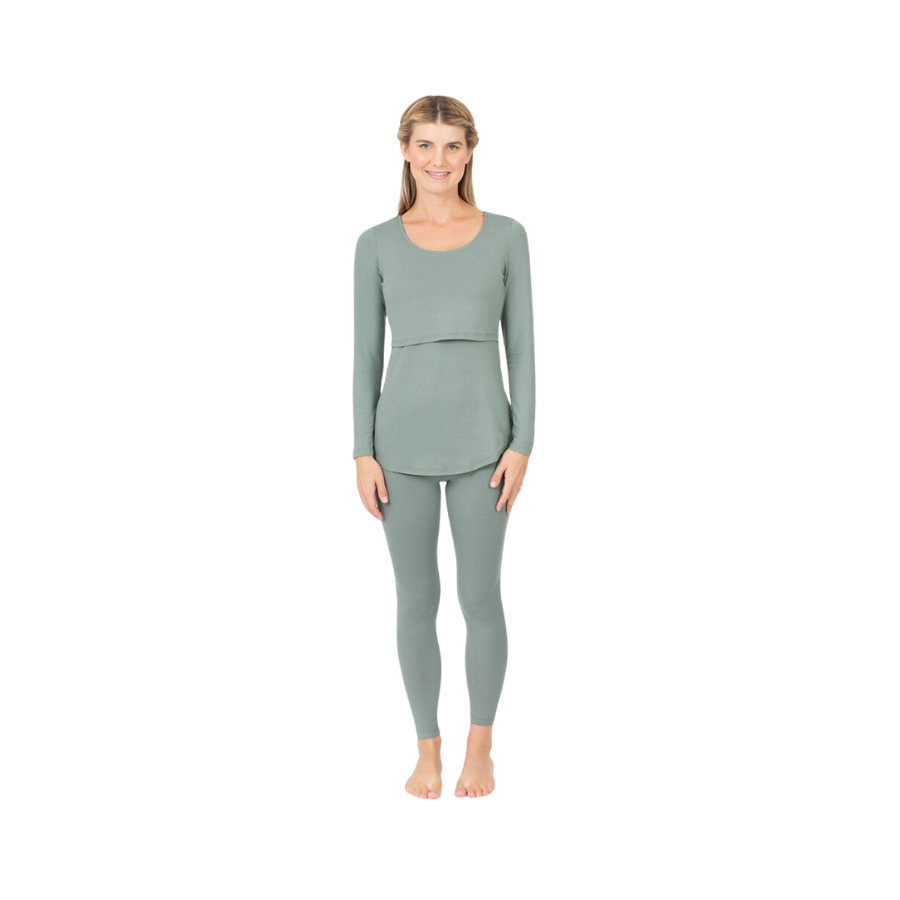 Jane Nursing Pajama Set | Sage - HoneyBug 