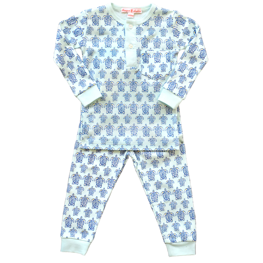 Blue Sea Turtle Pajama Set