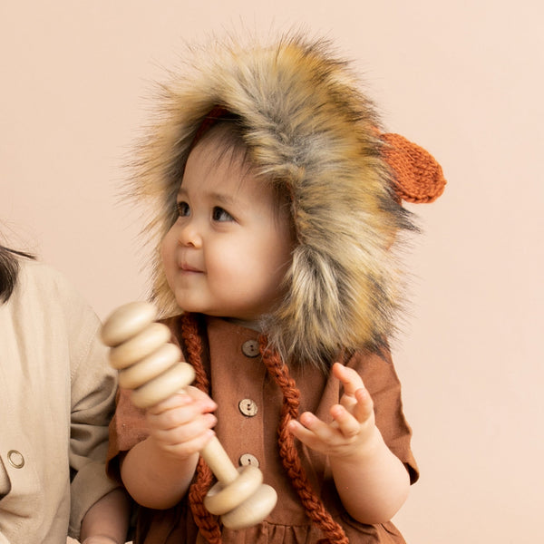 Baby Lion Hat and Booties Set - Cinnamon - HoneyBug 