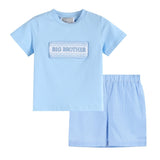 Light Blue Big Brother Smocked Shirt and Shorts Set