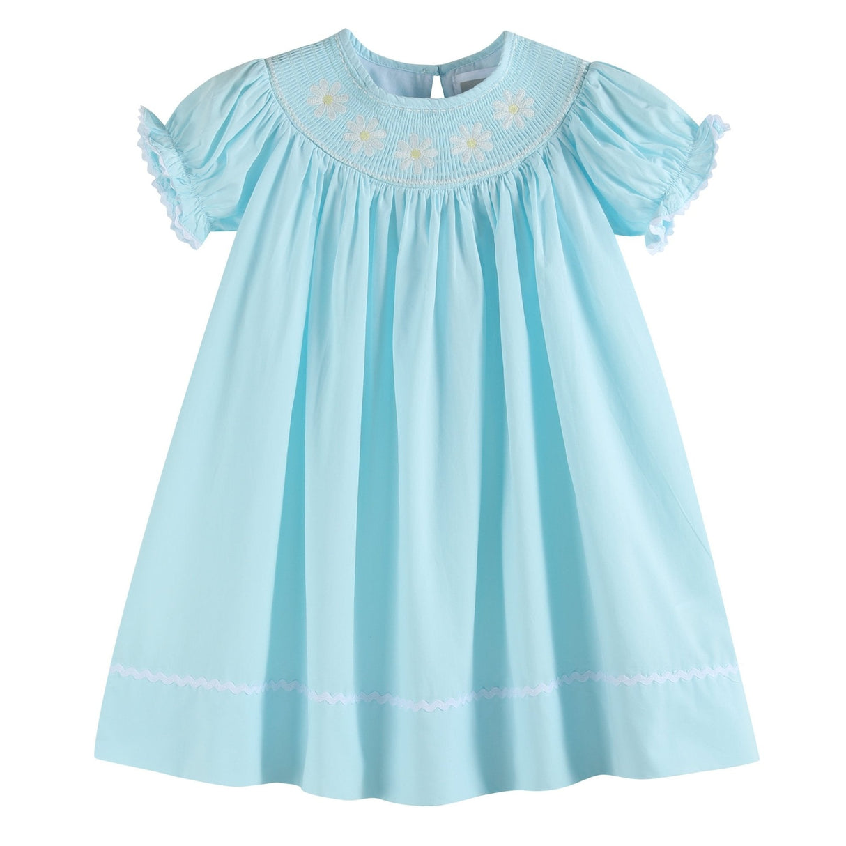 Light Blue Daisy Smocked Bishop Dress