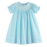 Light Blue Daisy Smocked Bishop Dress
