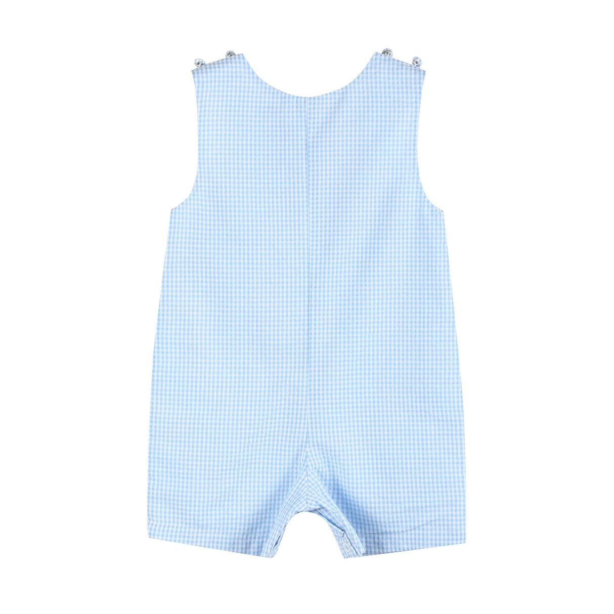 Light Blue Gingham Easter Bunny Applique Shortalls
