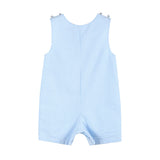 Light Blue Gingham Easter Bunny Applique Shortalls