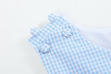 Light Blue Gingham Easter Bunny Applique Shortalls