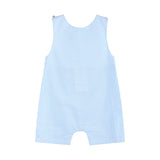 Light Blue Gingham Easter Egg and Bunnies Smocked Shortall