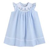 Light Blue Seersucker Easter Bunny Smocked Bishop Dress