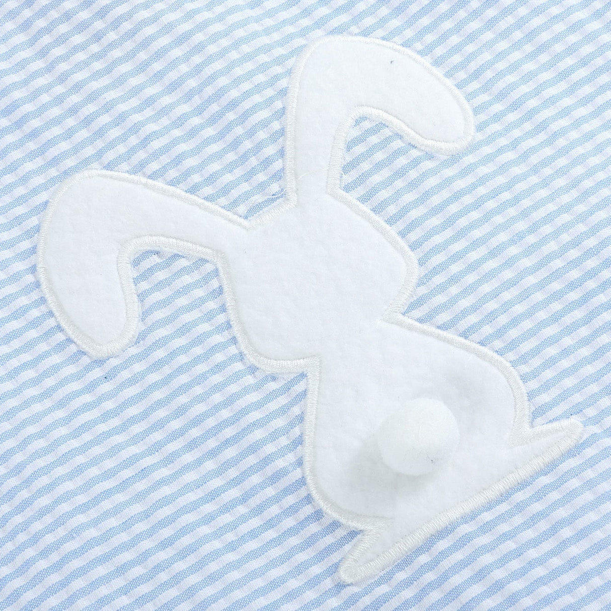 Light Blue Seersucker Pom Pom Bunny Swing Dress