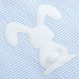 Light Blue Seersucker Pom Pom Bunny Swing Dress