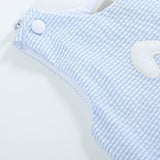 Light Blue Seersucker Pom Pom Bunny Swing Dress